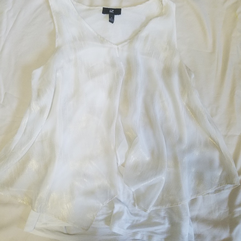 Shiny, white and gold tank top